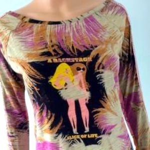 Custo chic high illustration shirt medium